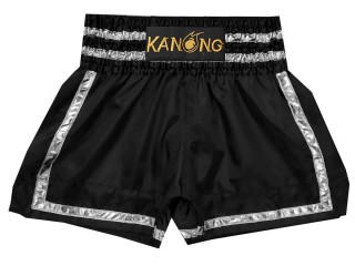 Muay Thai Boxing Shorts : KNS-140-Black-Silver